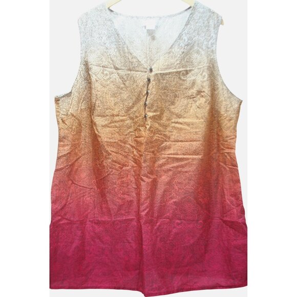 Liz Claiborne Woman 2x Henna Ombre Sleeveless Cotton Tunic Tank Top Plus Size - Picture 1 of 7